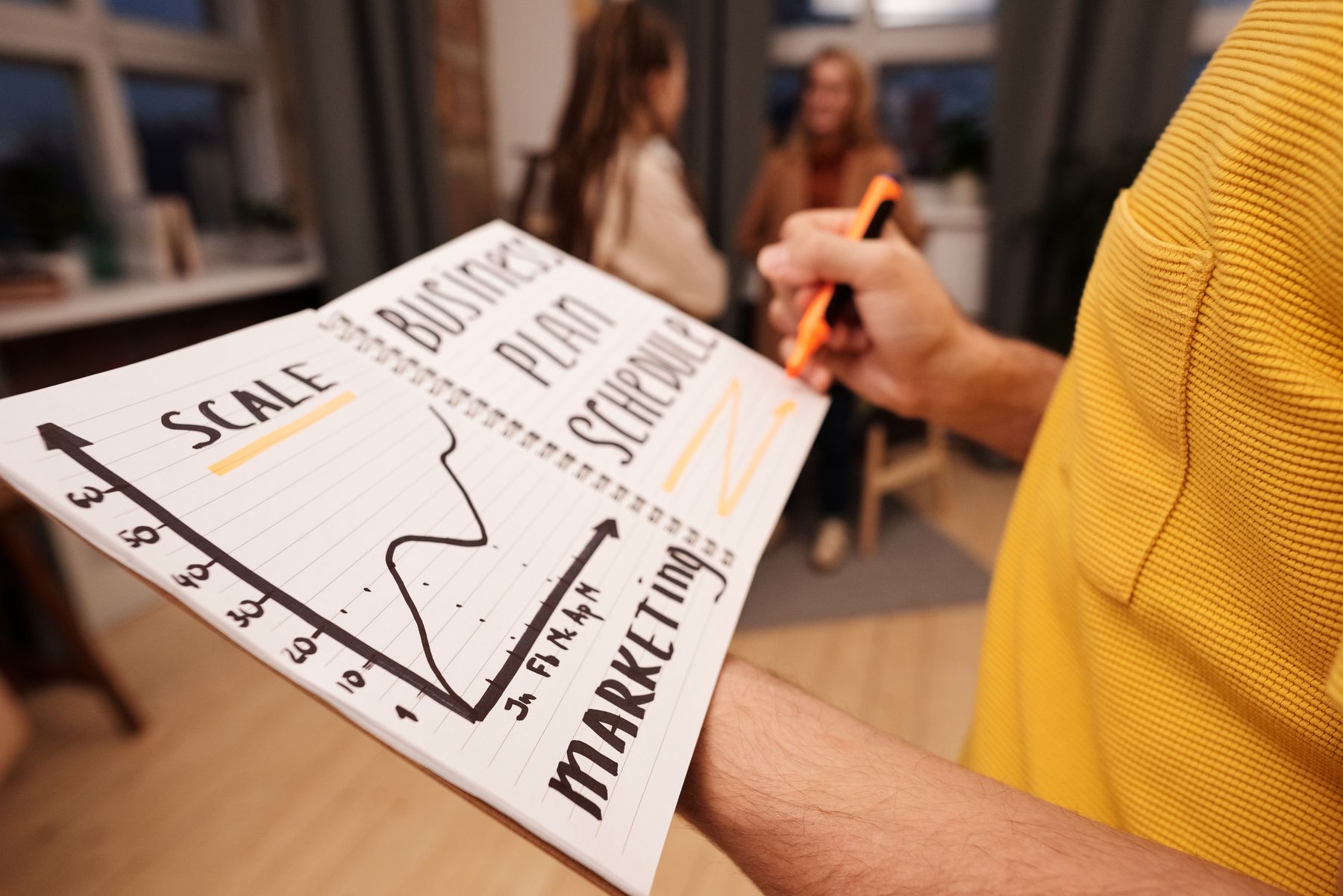 Handgeschreven marketingplan in een notitieboek